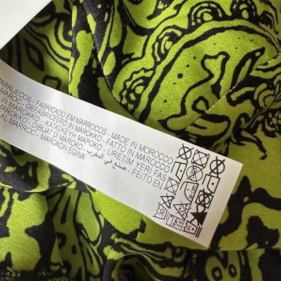 NWT Zara tunic mini shirt dress paisley lime green black silk - Picture 6 of 7